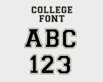 College Outline Embroidery Machine Font, 1/2", 3/4", 1", 2", 3" & 4" sizes (upper case and numbers) - INSTANT DOWNLOAD - Item #1002