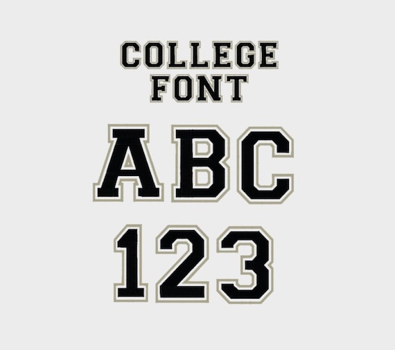 college outline embroidery machine font 1 2 3 4 etsy college outline