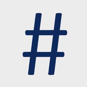 May include: A dark blue hashtag symbol.
