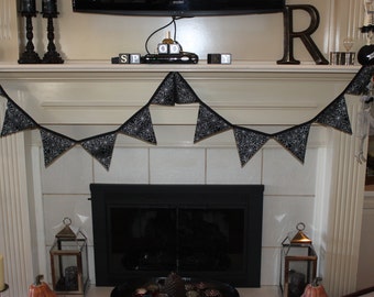 FREE SHIPPING in US. Halloween Spider Web Flags / Pennant Banner / Garland / Bunting - 9 Ft Long - Double Sided - Fun for Decorating or Out