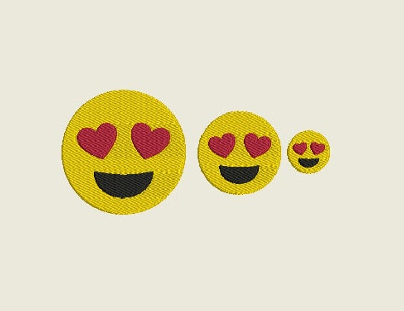 Emoji Heart Eyes Embroidery File in 3 Sizes 1.2 Etsy
