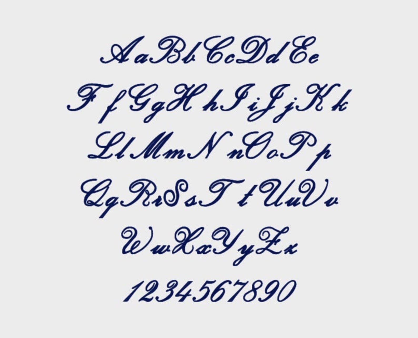 Poetic Script Embroidery Machine Font in 5 Sizes (0.5