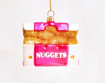 Nugget Sparkle Ornament | Nugg Life Decoration | Small Batch | Glitter Pink Glass | Christmas tree decoration