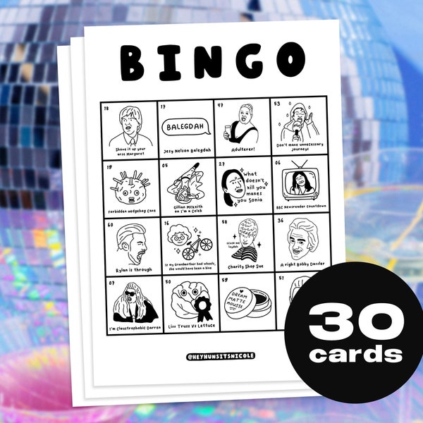 NEW 30 Printable Bingo Cards / Memes, Huns, and Pop Culture Icons / Party Game Print at Home