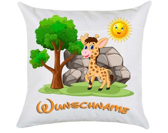 Kinderkissen Giraffe + Namen + Füllung