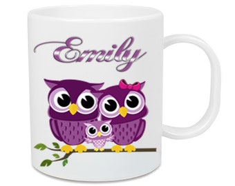 Tasse aus Kunststoff Eule OWL + Name