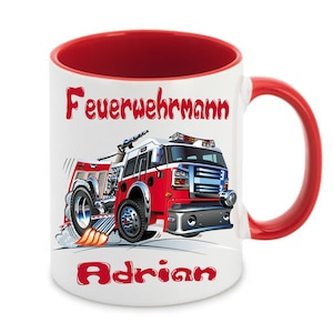 Feuerwehr Tasse mit Namen Feuerwehrmann Becher Bild 1