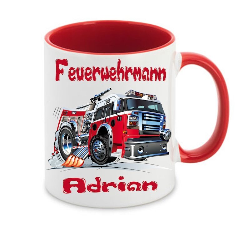 Feuerwehr Tasse mit Namen Feuerwehrmann Becher Bild 1