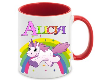 Tasse mit Namen Regenbogen  Einhorn