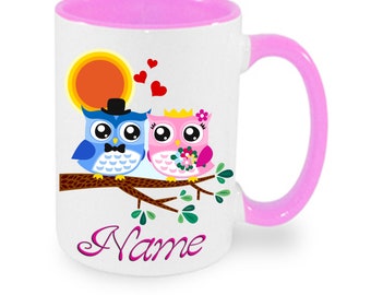 Tasse mit Namen Eulenpaar owl