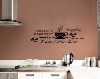 Wandtattoo Wandsticker Küche Kaffee Espresso Mokka Latte Macchiato