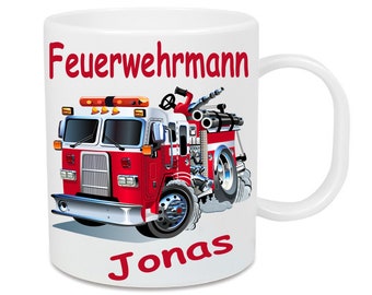 Tasse aus Kunststoff Feuerwehr Feuerwehrmann + Name