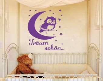 Eule mit Sternen Wandtattoo Wandsticker