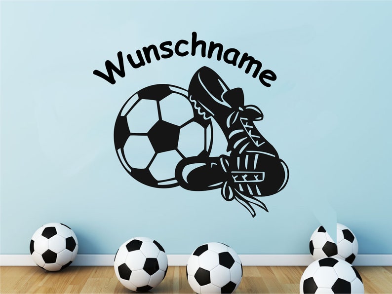 Wandtattoo Wandsticker Kinderzimmer mit Namen Fussball WM EM Bild 1