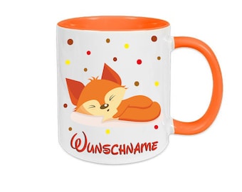 FUCHS Tasse mit Namen Kindertasse Kinderbecher Punkte