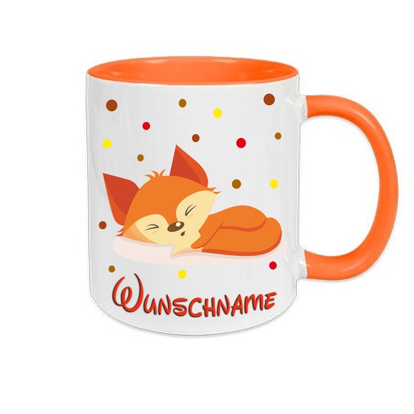 FUCHS Tasse mit Namen Kindertasse Kinderbecher Punkte