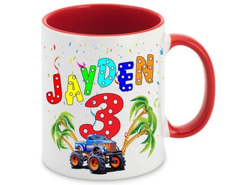 Tasse mit Namen  Geburtstagstasse Monstertruck