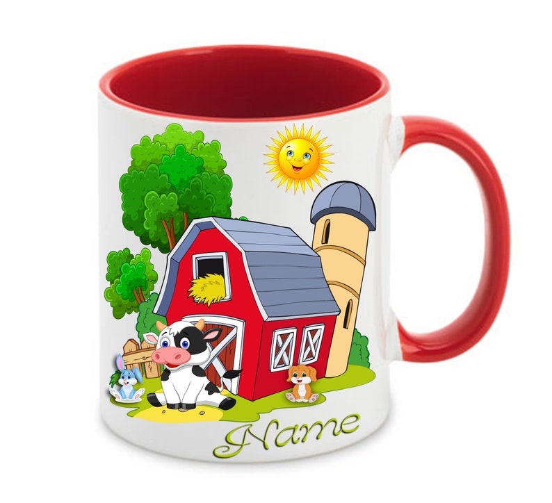 Tasse mit Namen Bauernhof Tiere Bild 1