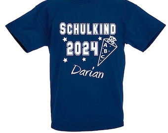 T-Shirt Schulkind 2024 Einschulung + Wunschname Schulanfang