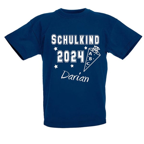 T-Shirt Schulkind 2024 Einschulung + Wunschname Schulanfang