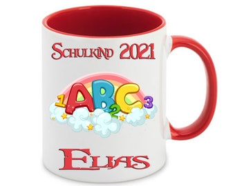 Tasse mit Namen  ABC Schulkind 2021 Schulanfang