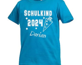 T-Shirt Schulkind 2024 Einschulung + Wunschname Abschied Kita
