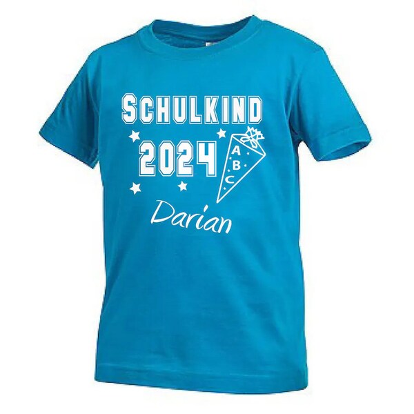 T-Shirt Schulkind 2024 Einschulung + Wunschname Abschied Kita