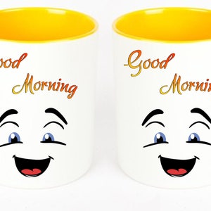 GOOD MORNING mug with funny face 3 to choose from image 2