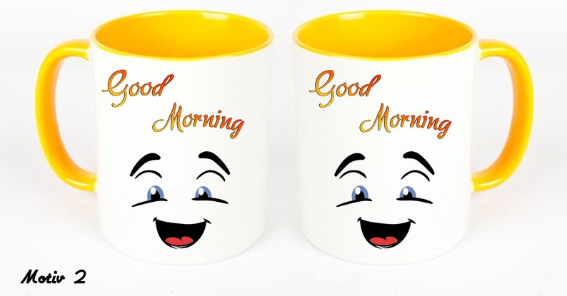 GOOD MORNING mug with funny face 3 to choose from image 2