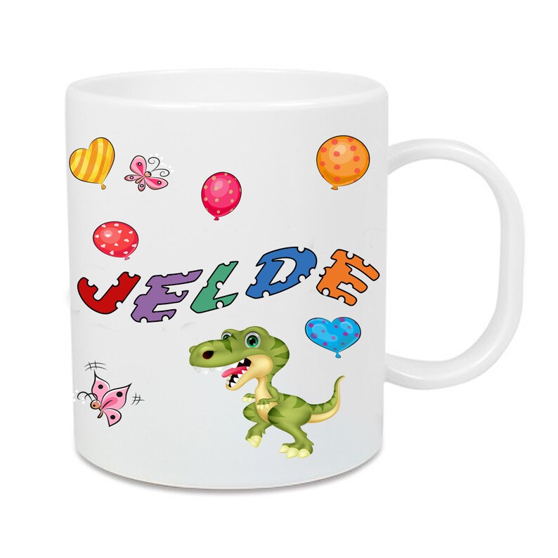 Tasse aus Kunststoff Schulkind 2020 Dino T-Rex Name afbeelding 2