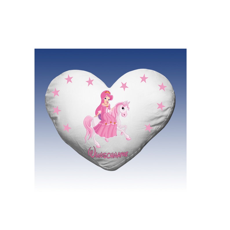 Heart pillow unicorn with princess stars gift idea image 1