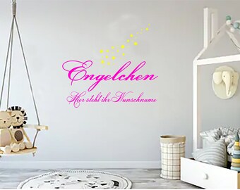 Wall decal Wall sticker children's room ENGELCHEN with name