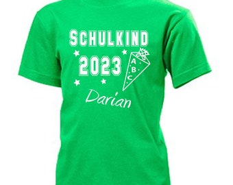 T-Shirt Schulkind 2023 Einschulung + Wunschname Abschied