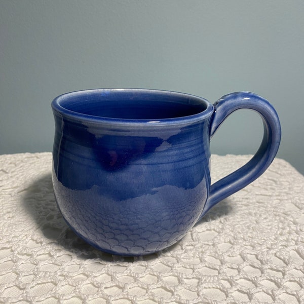 Lovely blue glazed handmade pottery coffee mug, blue stoneware hand thrown mug, pottery cup ceramic, pottery mug