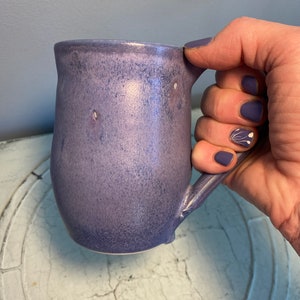 Large purple glazed ceramic mug, handmade pottery coffee mug, pottery cup ceramic, pottery tea mug, ceramic gift pottery image 4