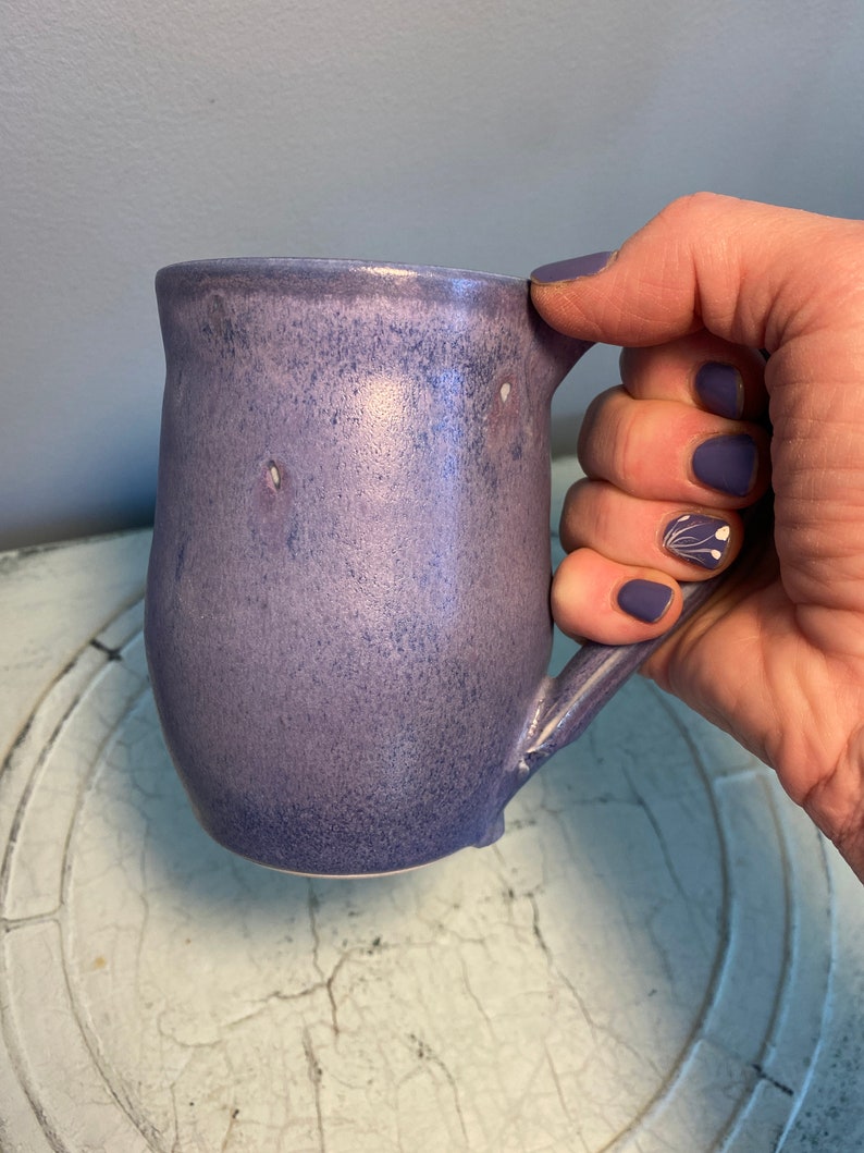 Large purple glazed ceramic mug, handmade pottery coffee mug, pottery cup ceramic, pottery tea mug, ceramic gift pottery image 4