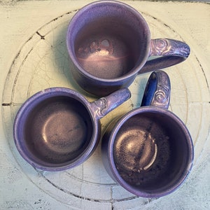 Large purple glazed ceramic mug, handmade pottery coffee mug, pottery cup ceramic, pottery tea mug, ceramic gift pottery image 2