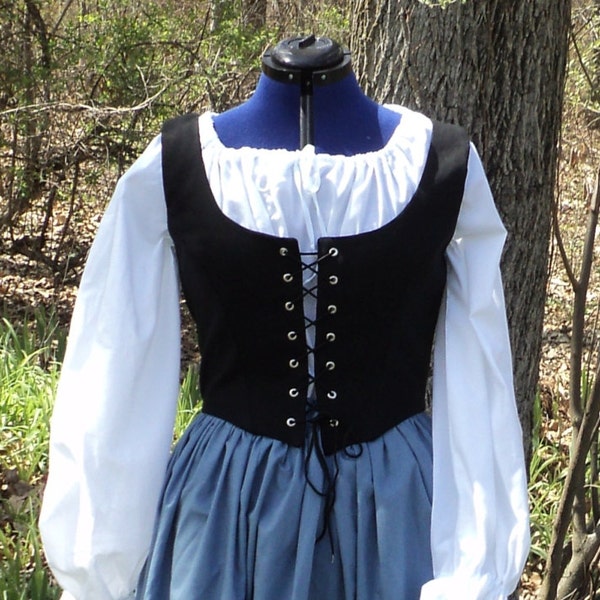Women's Medieval, Renaissance, Colonial Peasant's Milkmaid Fitted Bodice with Laced Front Opening--MADE TO ORDER--