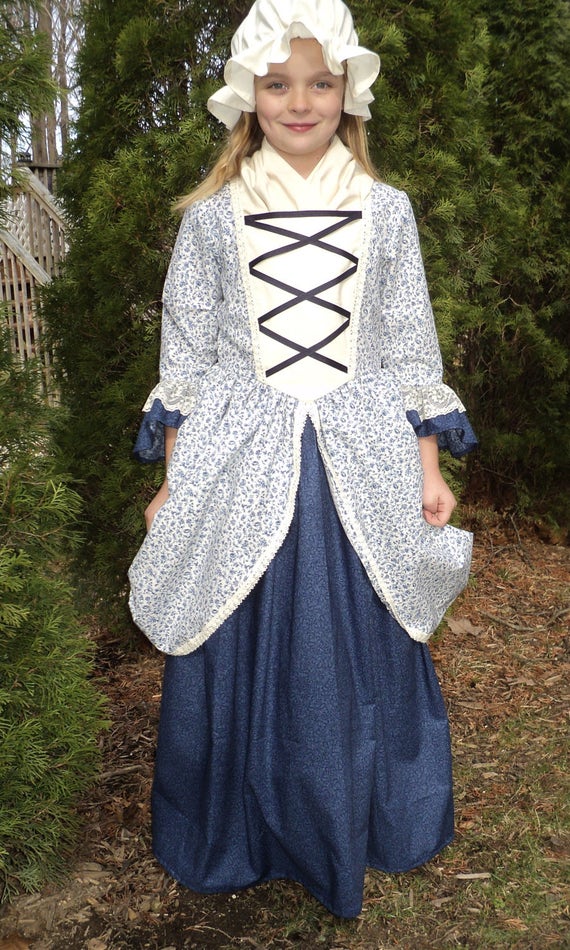 Girl's Sz 12 Colonial Revolutionary War Day Dress W/ | Etsy