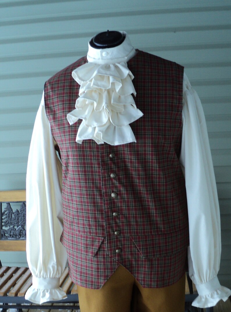 Men/'sunisex ColonialRevolutionary War White Cotton Muslin 5-tiered JabotAscot accessory--READY-TO-SHIP
