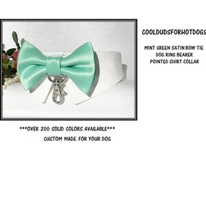 Mint Green Satin Bow Tie Dog Collar~Dog Wedding Attire~Dog Ring Bearer~Dog Wedding Bow Tie~Best Dog Bow Tie~ Mint Bow Tie Wedding Dog Collar