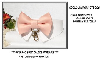 Peach Dog Bow Tie Collar~Dog Ring Bearer~Dog Tuxedo Collar~Wedding Dog Collar~Dog Wedding Attire~Peach Bow Tie Wedding Dog Collar