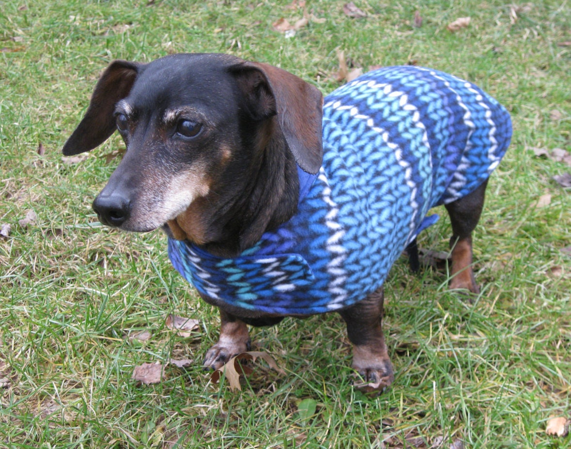 Dachshund JacketReversible Fleece Dog JacketBlue Knit Fleece Etsy