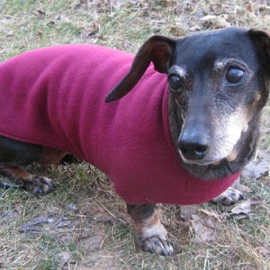Dachshund Fleece Jacket~Reversible Double Layer Fleece Dachshund Coat~Burgundy Dachshund Coat~Fleece Dog Jacket~More Colors Available~