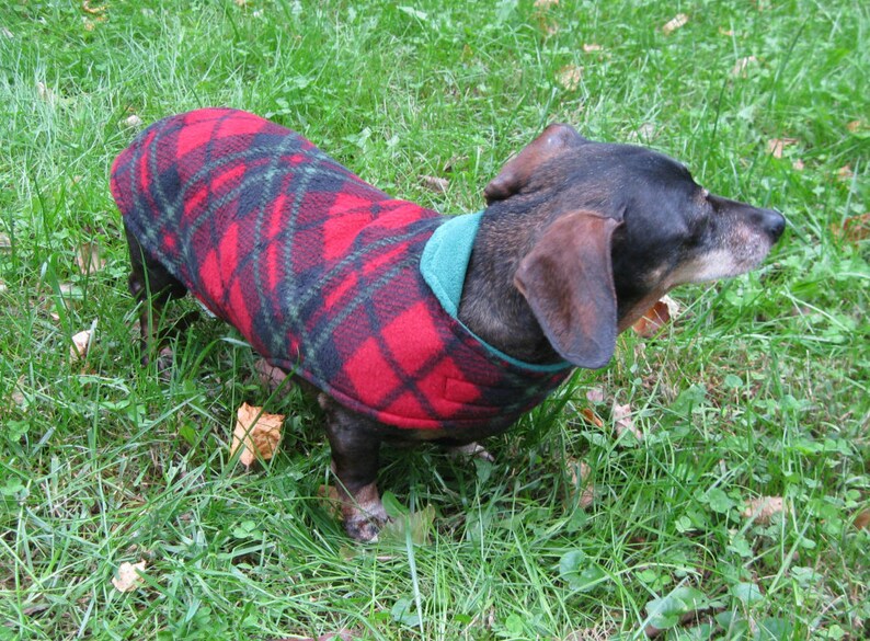 Dachshund Jacketred & Green Plaid Dog Jacketreversible Etsy
