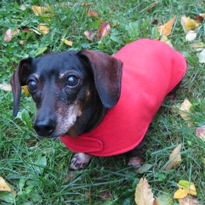 Dachshund Fleece Jacket~Reversible Double Layer Fleece Dachshund Coat~Red Dachshund Coat~Fleece Dog Jacket~More Colors Available~Doxie Coat