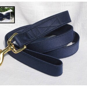 Dog Wedding LeashNavy Satin Dog LeashDog TuxedoDog Wedding LeashDog Ring BearerWedding Dog AttireDog WeddingBlue Dog Leash image 4