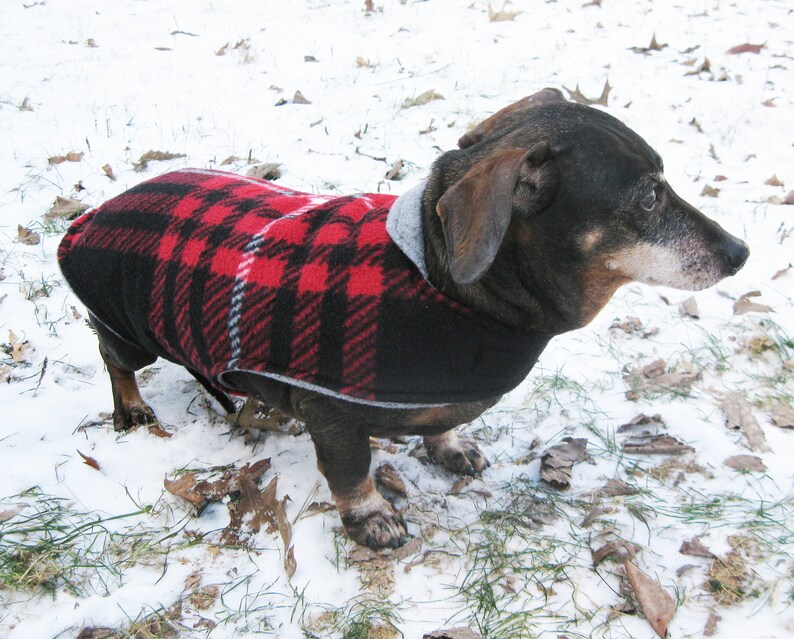 Dachshund JacketReversible Fleece Dog JacketRed&Black Plaid Etsy