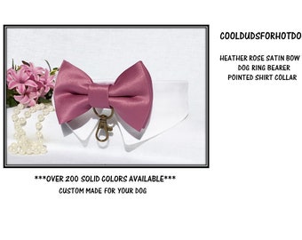 Heather Rose Dog Bow Tie Collar~Dog Ring Bearer BowTie~Dog Tuxedo Collar~Dog Shirt Collar~Dog Wedding Attire~Rose Pink Wedding Dog Collar