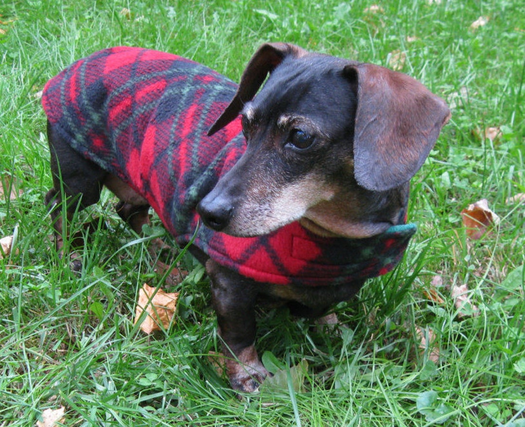 Dachshund Jacketred & Green Plaid Dog Jacketreversible Fleece Dog